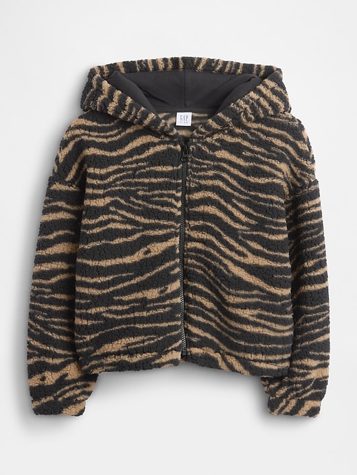 felpa con cappuccio e zip rilassata sherpa per bambini
