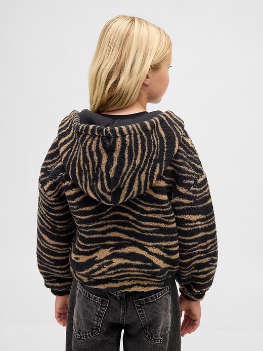 felpa con cappuccio e zip rilassata sherpa per bambini