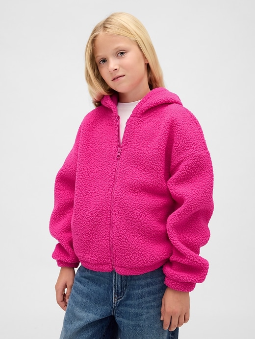 felpa con cappuccio e zip rilassata sherpa per bambini