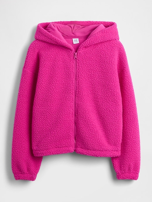 felpa con cappuccio e zip rilassata sherpa per bambini