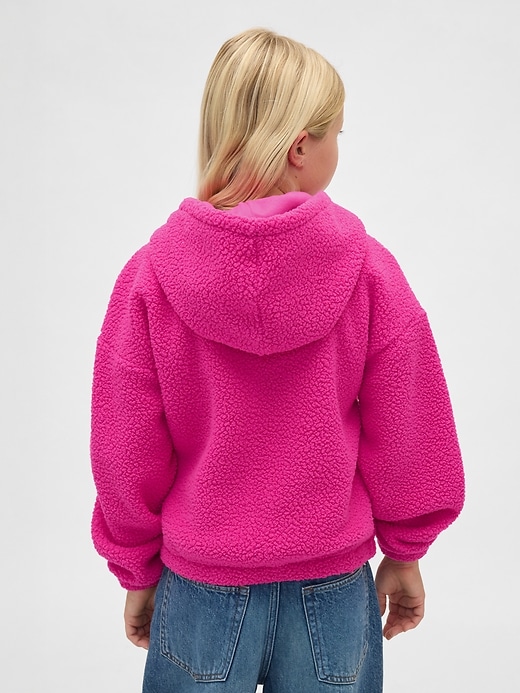 felpa con cappuccio e zip rilassata sherpa per bambini