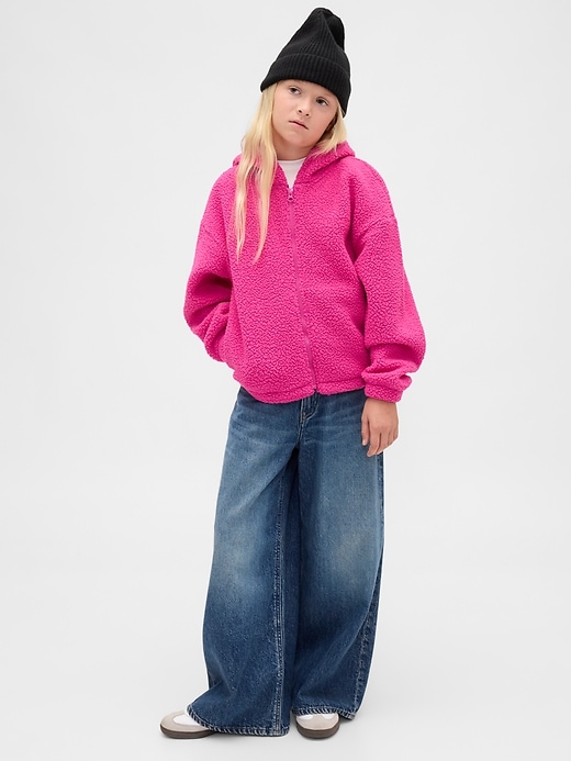 felpa con cappuccio e zip rilassata sherpa per bambini