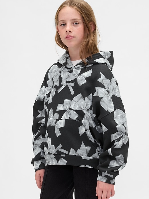 felpa con cappuccio oversize con fiocco per bambini