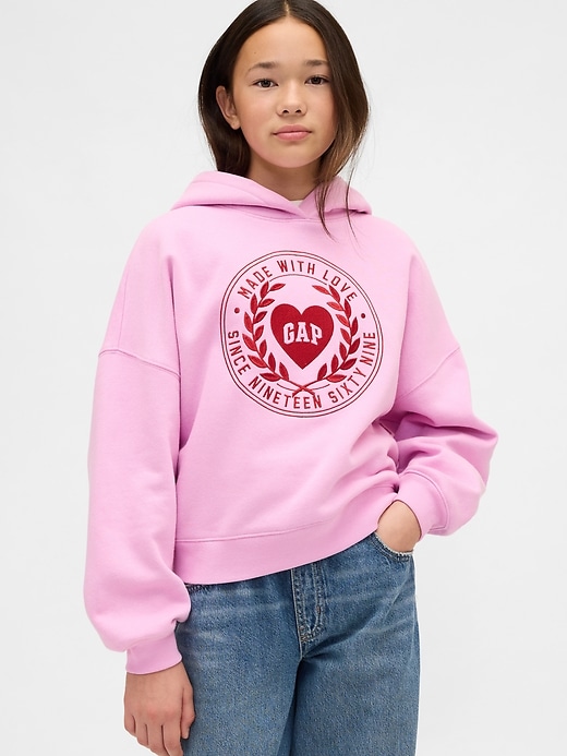 felpa con cappuccio oversize con logo a cuore vintagesoft per bambini