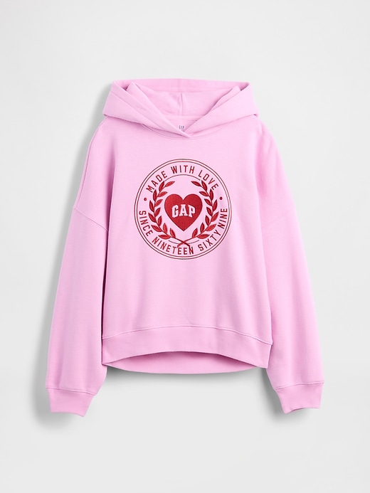 felpa con cappuccio oversize con logo a cuore vintagesoft per bambini