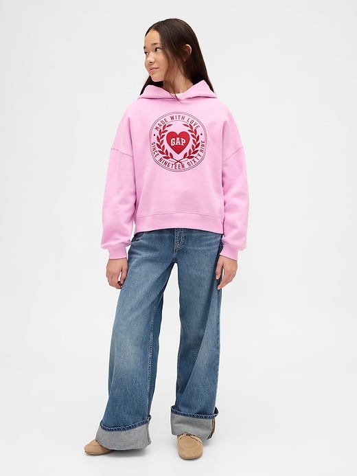 felpa con cappuccio oversize con logo a cuore vintagesoft per bambini