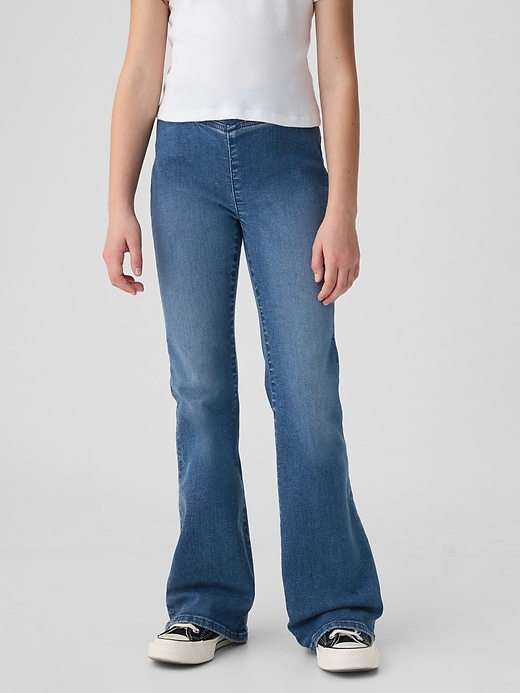 jeans a zampa incrociati a vita alta per bambini