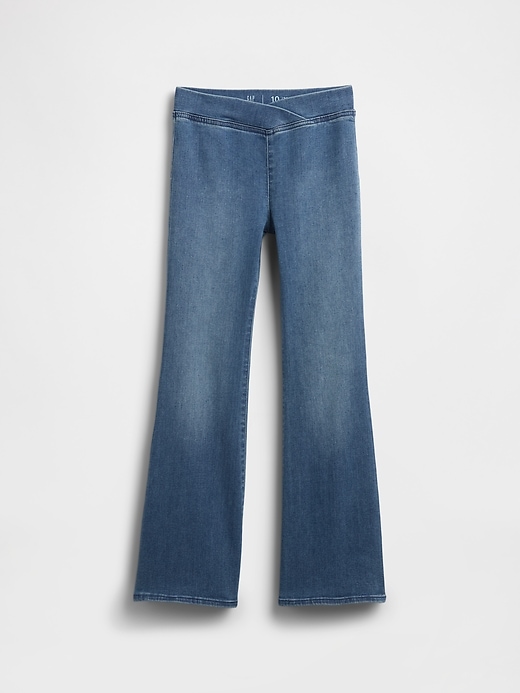 jeans a zampa incrociati a vita alta per bambini