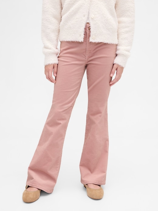 pantaloni a zampa in velluto a vita alta anni 70 per bambini