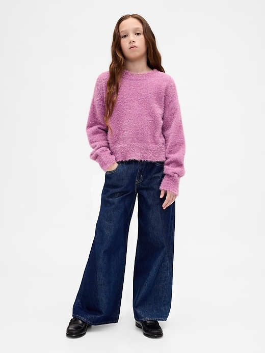 jeans larghi metallizzati a vita bassa per bambini