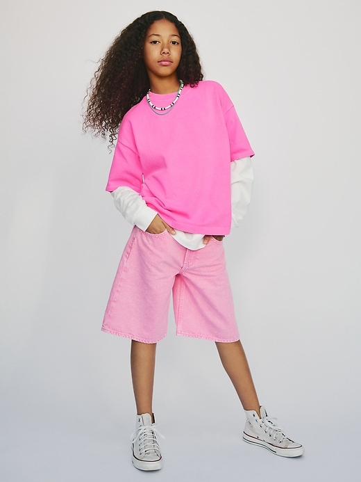 pantaloncini lunghi in denim a vita media per bambini