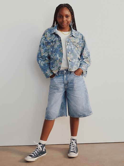 pantaloncini lunghi in denim a vita media per bambini