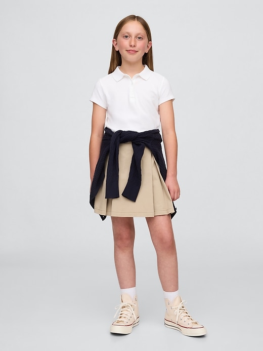 gonna-pantalone plissettata cachi per bambini modello uniforme