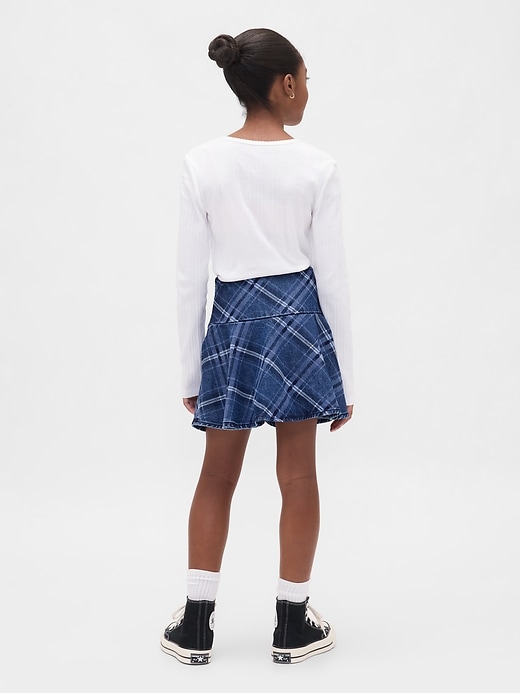 gonna-pantalone con balze in denim per bambini