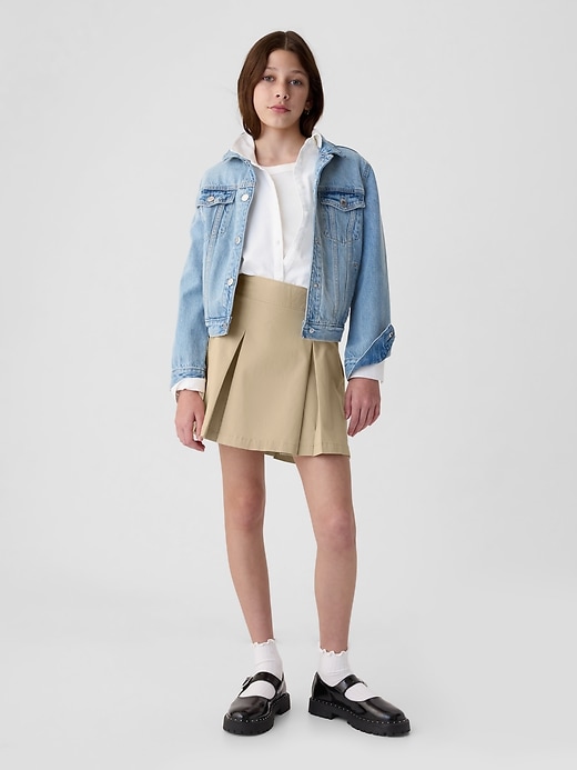 gonna-pantalone kaki plissettata per bambini
