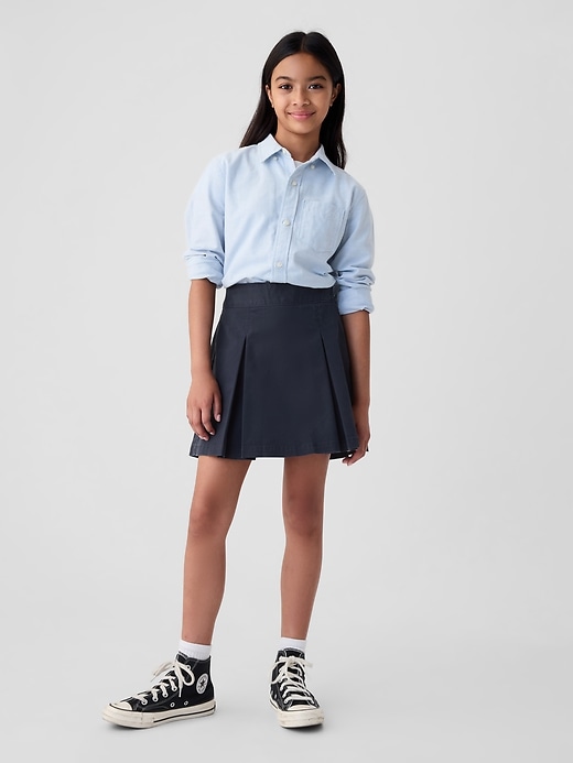 gonna-pantalone kaki plissettata per bambini