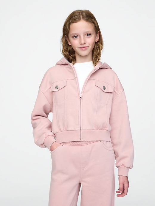 felpa con cappuccio e zip vintagesoft crop per bambini