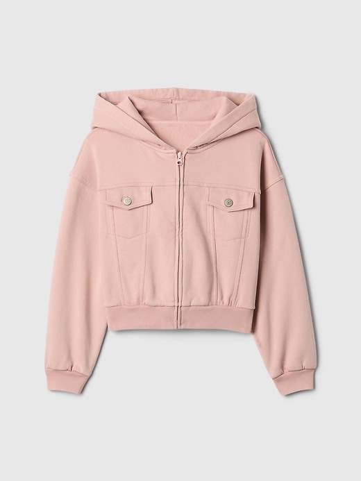 felpa con cappuccio e zip vintagesoft crop per bambini