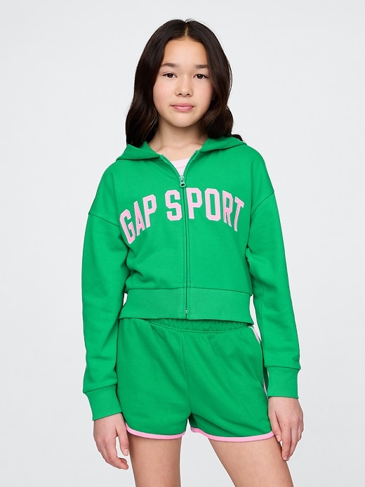 felpa con cappuccio e zip vintagesoft crop per bambini