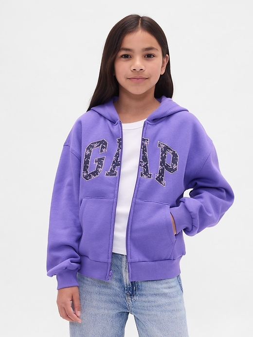 felpa con cappuccio e zip con logo vintagesoft per bambini