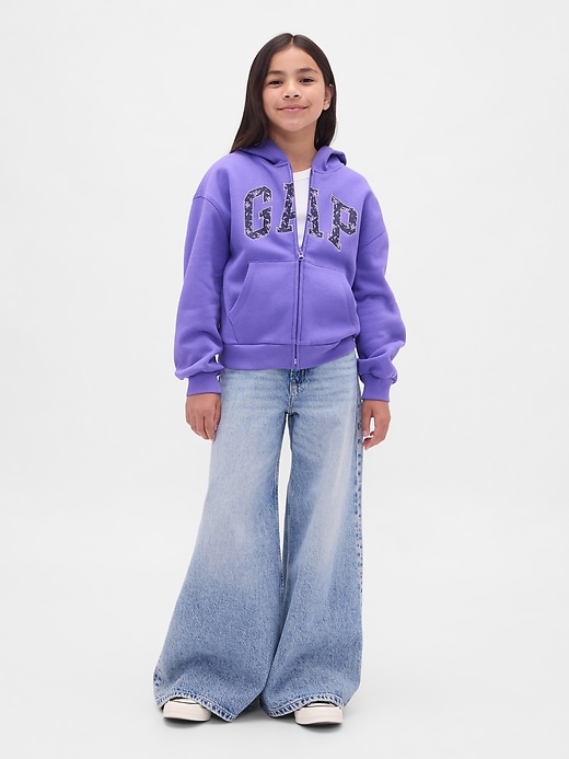 felpa con cappuccio e zip con logo vintagesoft per bambini