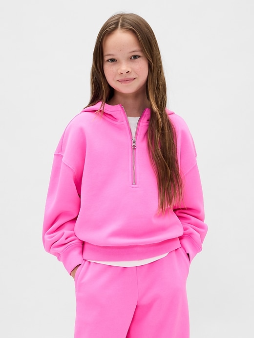 felpa con cappuccio mezza zip vintagesoft per bambini