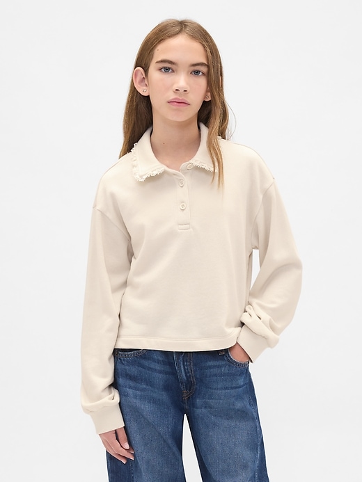 felpa polo in spugna francese con pizzo per bambini