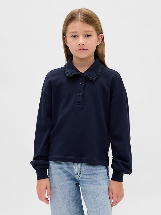 felpa polo in spugna francese con pizzo per bambini