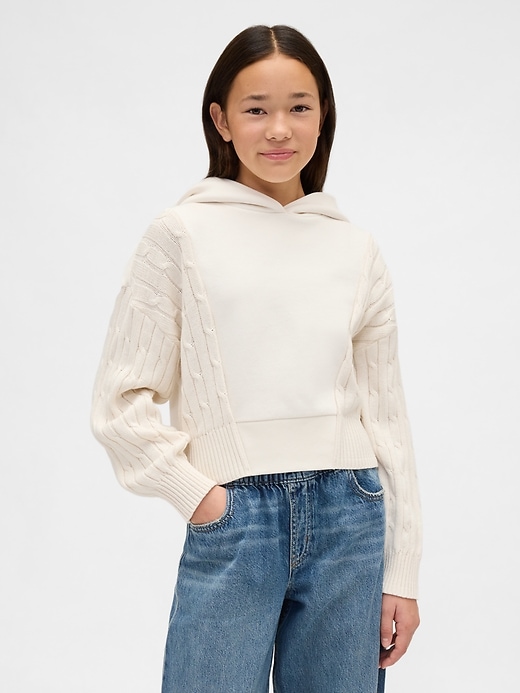 felpa con cappuccio in tessuto misto vintagesoft per bambini
