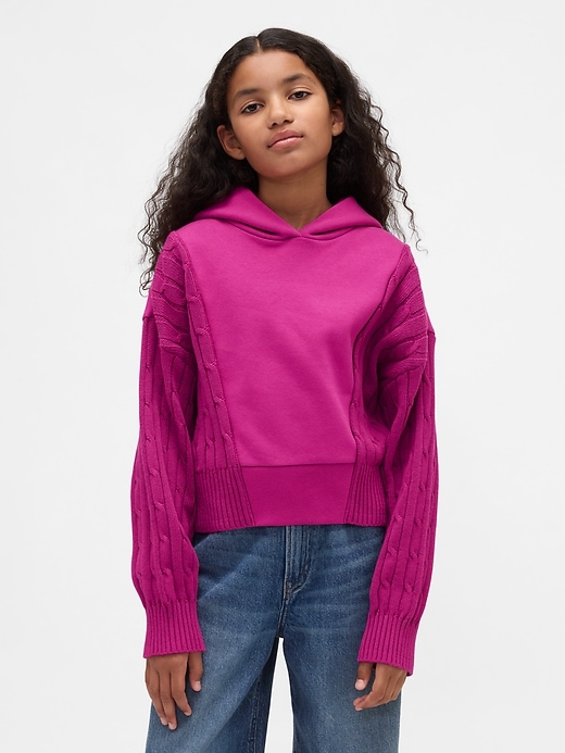 felpa con cappuccio in tessuto misto vintagesoft per bambini