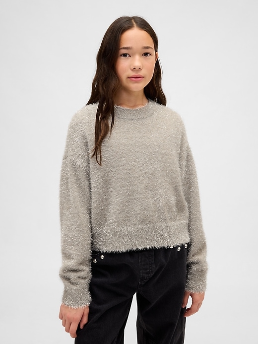 maglione girocollo con ciglia metallizzate per bambini