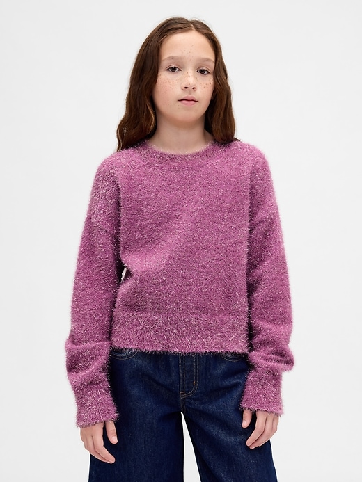 maglione girocollo con ciglia metallizzate per bambini