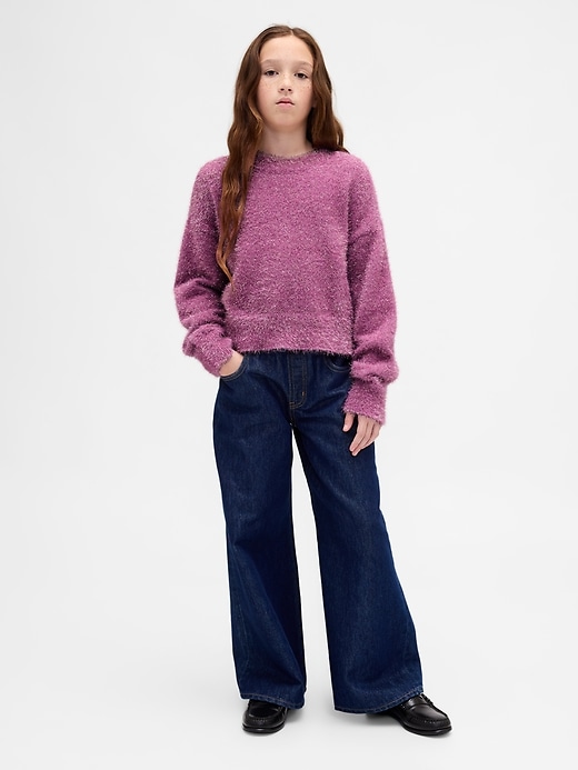 maglione girocollo con ciglia metallizzate per bambini