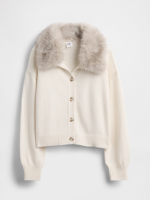 cardigan con collo in pelliccia sintetica per bambini
