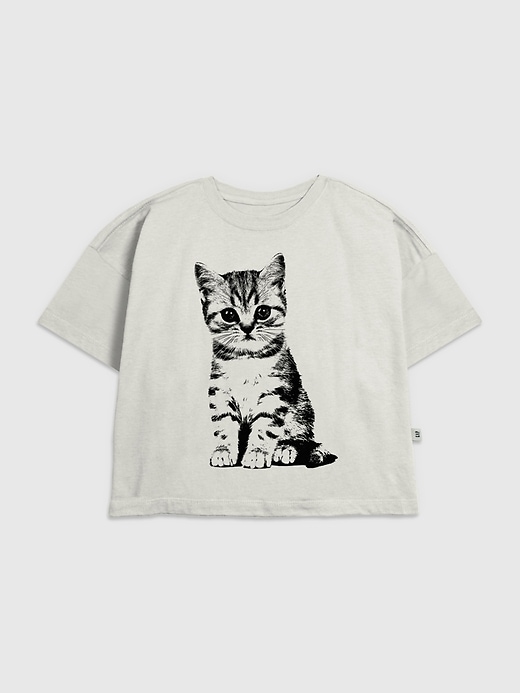 maglietta grafica pop art con gattino per bambini