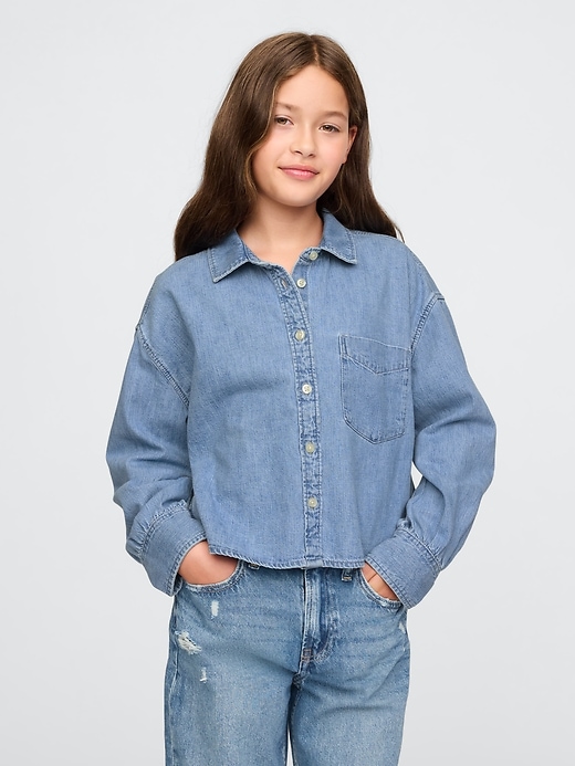 camicia in denim oversize per bambini