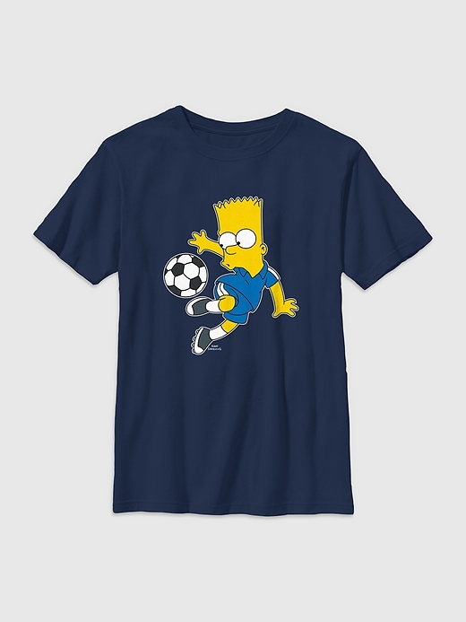 maglietta grafica da calcio bart simpson per bambini