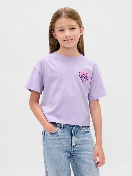 t-shirt grafica oversize con paillettes flippy per bambini