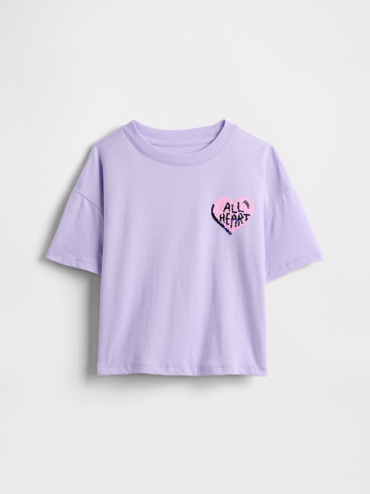 t-shirt grafica oversize con paillettes flippy per bambini