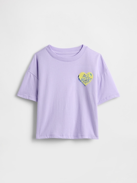 t-shirt grafica oversize con paillettes flippy per bambini