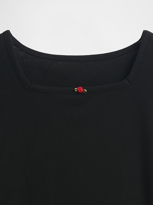 maglia a maniche a sbuffo a coste per bambini