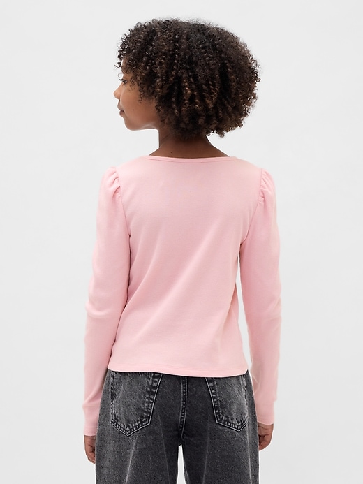 maglia a maniche a sbuffo a coste per bambini