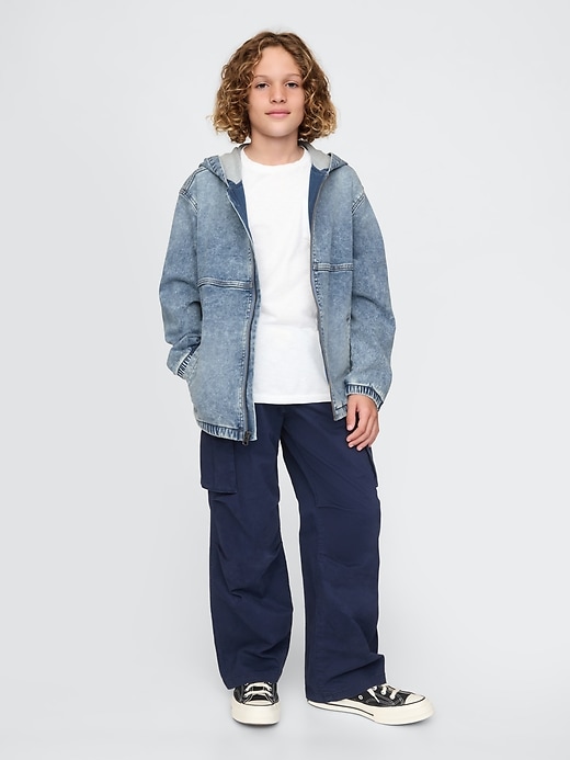 giacca con cappuccio in denim ultra morbido per bambini