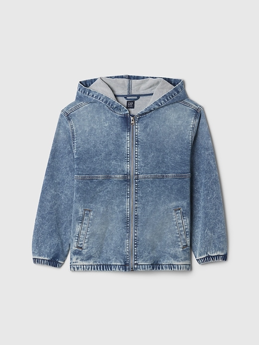 giacca con cappuccio in denim ultra morbido per bambini