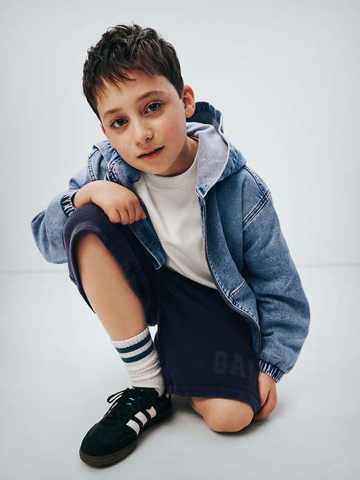 giacca con cappuccio in denim ultra morbido per bambini