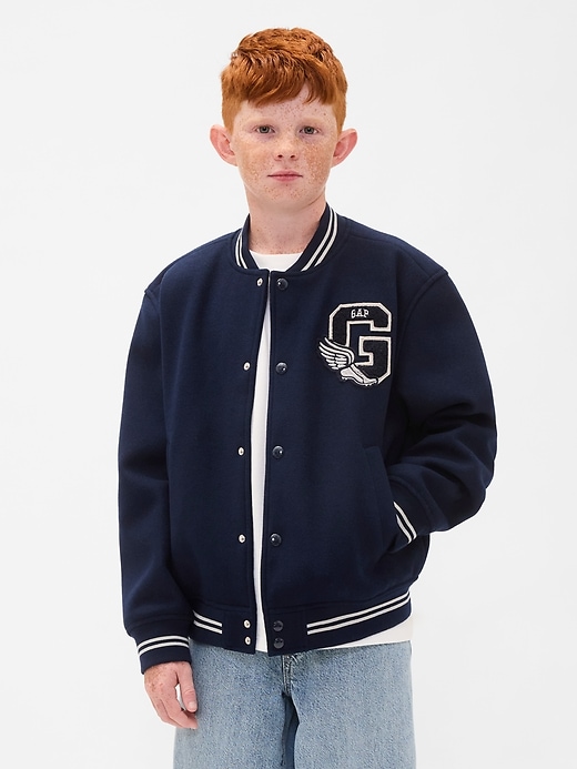 giubbotto bomber con logo varsity per bambini