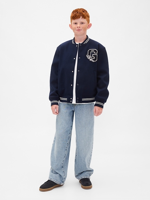 giubbotto bomber con logo varsity per bambini