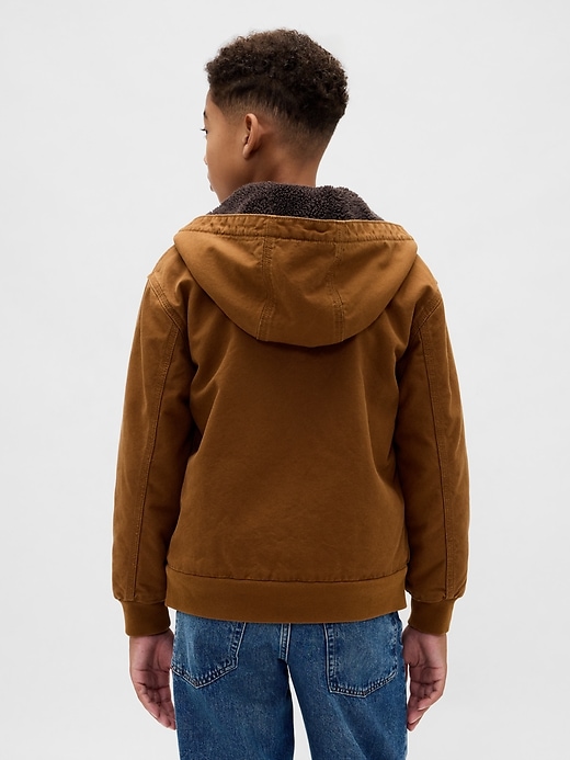 felpa con cappuccio in denim di tela con fodera in sherpa per bambini
