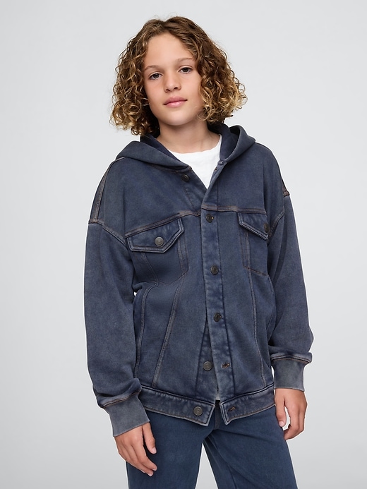felpa con cappuccio e giacca in denim per bambini