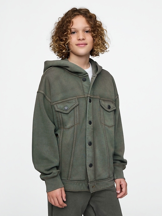 felpa con cappuccio e giacca in denim per bambini